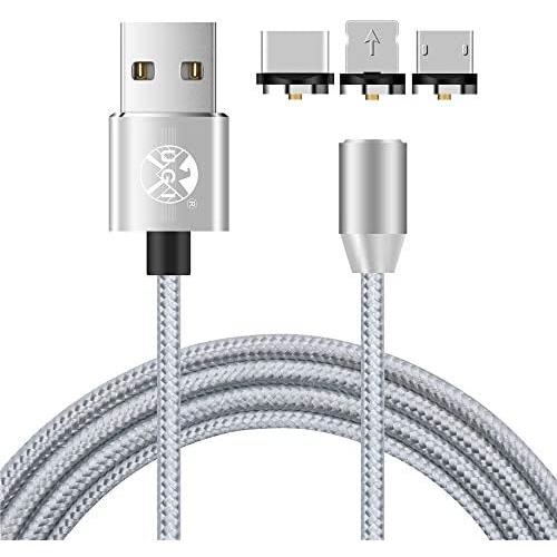 UGI Magnetic Charger Cable 3 in 1 Charging Cable Micro USB Type C USB C 6.6ft Nylon Braided LED Light Magnetic Phone Charging Cord Compatible with Android,Phone,Smartphone,Tablet,All Phone Devices