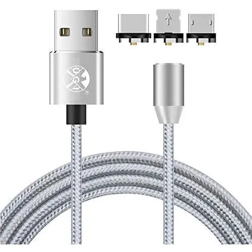 UGI Magnetic Charger Cable 3 in 1 Charging Cable Micro USB Type C USB C 6.6ft Nylon Braided LED Light Magnetic Phone Charging Cord Compatible with Android,Phone,Smartphone,Tablet,All Phone Devices