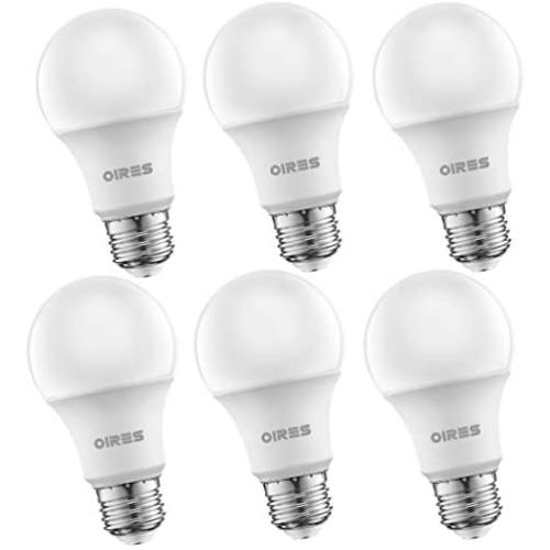 Oires 60W Equivalent LED Light Bulb 800 Lumens A19 Shape 5000K Daylight Non-Dimmable UL Listed 9 Watt E26 Base Suitable for use in Enclosed Fixtures & Damp Locations (6 Pack)