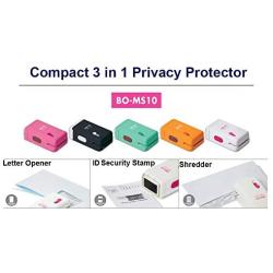Compact 3 in 1 Letter Opener，Shredder and ID Security Stamp, Identity Protection, Small and Portable, Suitable for Home, Small Office or Travelling (White)