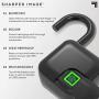SHARPER IMAGE Fingerscan Digital Padlock, Biometric Keyless Code-Free Smart Lock, Rechargeable and IP66 Waterproof, Swing Panel