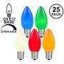Novelty Lights 25 Pack C9 Ceramic Outdoor String Light Christmas Replacement Bulbs, Multi, E17/C9 Base, 7 Watt