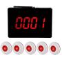 CallToU Wireless Calling System Customers Patient Pager System With 5 PCS Waterproof Call Buttons and 1PC Display Receiver for Restaurant Clinic Nursing Home Caregiver