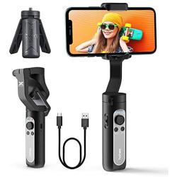 hohem 3-Axis Gimbal Stabilizer - Foldable Phone Stabilizer for iPhone 12 w/ 3D Auto Inception & Face Tracking, Gimbal for iPhone 11 Pro Max/11/Samsung S20 for Vlog YouTube Video iSteady X (0.59 Lbs)