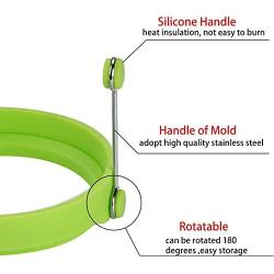 Emoly Silicone Egg Ring, 100% Food Grade Egg Cooking Rings, Egg Rings Non Stick, Egg Cooking Rings, Perfect Fried Egg Mold or Pancake Rings (New, 4pcs, Green)