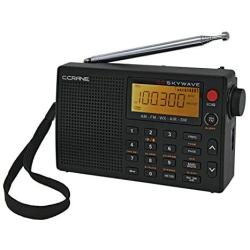 C Crane CC Skywave AM, FM, Shortwave, Weather and Airband Portable Travel Radio with Clock and Alarm