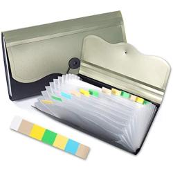 Receipt Organizer for Business,School,Office,Bank,Accordian File Folder for Check,Bill,Invoice,13 Pockets Expanding File Organizer(Green)