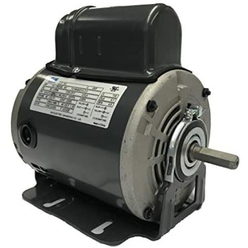 GW 1/4 HP Belt Drive Fan Motor, 115V, 48 Frame, Split Phase Start Capacitor Run Electric Motor, 1725RPM, SF 1.35, SFA 4.5A, ODP Enclosure, Resilient Base, Auto Overload Protector