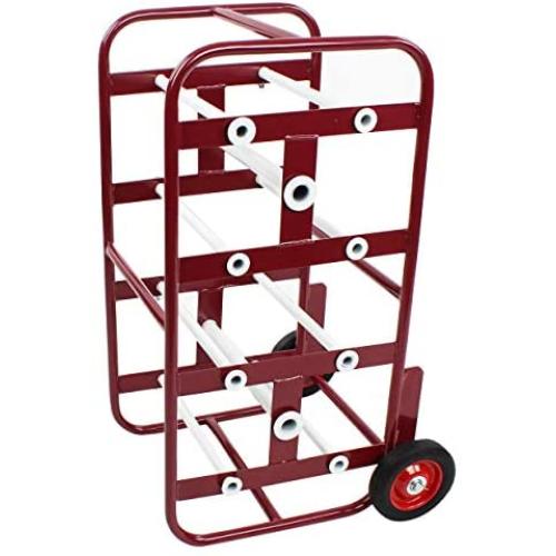 BISupply Wire Spool Rack Cable Caddy, Red - Wiring Spool Dispenser Bulk Cable Holder, Electrical Wires Dolly with Wheels