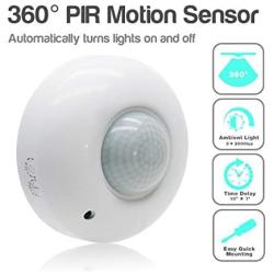 Sensky 360 Degree Ceiling Mount Occupancy Sensor, 110-240V PIR Motion Sensor Switch, High Sensitive Movement Detector Light Switch, Neutral Required(Max Detection Distance: 6 m)