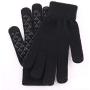 WaitingU Thicken Soft Knitted Texting Touch Screen Gloves for Smartphones PC Laptop Tablet Driving Skiing and Cycling Outdoor Gloves with Anti-Slip Design (A-Black)
