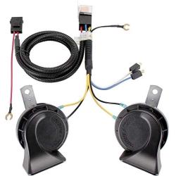 FARBIN Loud Car Horn Kit 12v Electric Horn with Relay Air Horn for Truck Train (Black horn with wire harness, 12v)