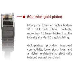 Monoprice - 113220 ZerobootCat6 Ethernet Patch Cable - Network Internet Cord - RJ45, Stranded, 550Mhz, UTP, Pure Bare Copper Wire, 24AWG, 0.5ft, Gray