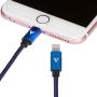 vCharged Blue 2 FT MFi Certified iPhone Charger Compatible with AirPods, iPad & iPhone - for Car Chargers, PowerBanks & Less Cable Length