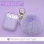 CTYBB for Airpod Case,Silicone Airpods Case Cover with Fur Ball Keychain Compatible with Apple Airpods 2/1 (Front LED Visible)