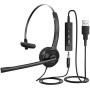 Mpow Single-Sided PC 3.5mm/USB Microphone Headset Noise Cancelling, 270 Degree Rotatable Boom Mic for Right/Left Ear, Comfort-fit Skype Headphone with Mute Function