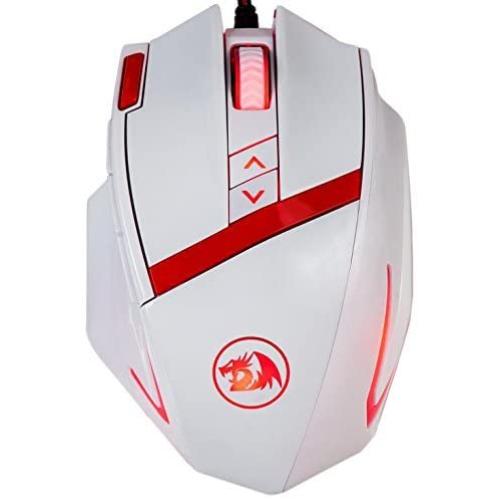 Redragon M801 PC Gaming Mouse LED RGB Backlit MMO 9 Programmable Buttons Mouse with Macro Recording Side Buttons Rapid Fire Button for Windows Computer Gamer (Wired, White)