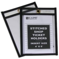 C-Line Stitched Shop Ticket Holders, Both Sides Clear, 4 x 6 Inches, 25 per Box (46046)