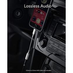 Anker 3.5mm Audio Adapter with Lightning Connector, MFi Certified Lightning to Female 3.5mm Dongle, Supports Volume Control and Mic for Headphones, Earphones, Earbuds, and More.