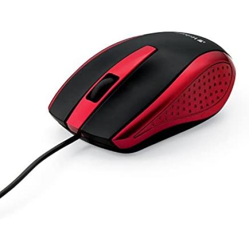 Verbatim Optical Mouse - Wired with USB Accessibility - Mac & PC Compatible - Red