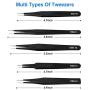 10 PCS Precision Tweezers Set, Premium Craft Tweezers Kit, Stainless Steel Electronic ESD Tweezers, Anti-static Industrial Soldering Tweezers, with Tweezer Storage Bag