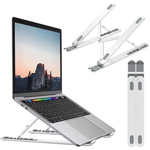 Nulaxy Laptop Stand, Portable Computer Laptop Mount, Aluminum Laptop Riser with 6 Levels Height Adjustment, Fully Collapsible, Supports up to 44lbs (B-Silver)