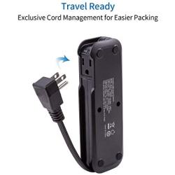 Power Strip with USB 2 Pack - NTONPOWER Travel Power Strip, 2 Outlets and 3 USB Portable Desktop Charging Station, 15 inches Wrapped Short Extension Cord, Compact for Cruise Ship, Nightstand and Hotel