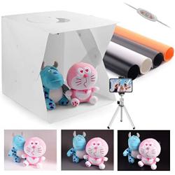 16x16 Photo Light Box Kit, 40x40x40cm Portable Photography Shooting Light Tent Kit, Foldable Photo Studio Box with LED Light for Product Photography