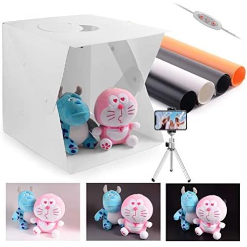16x16 Photo Light Box Kit, 40x40x40cm Portable Photography Shooting Light Tent Kit, Foldable Photo Studio Box with LED Light for Product Photography