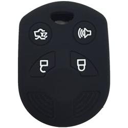 Ezzy Auto Black 4 Buttons Silicone Rubber Key Fob Case Key Cover Key Jacket Skin Protector fit for Expedition Taurus