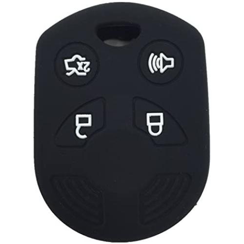 Ezzy Auto Black 4 Buttons Silicone Rubber Key Fob Case Key Cover Key Jacket Skin Protector fit for Expedition Taurus