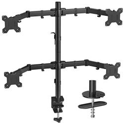 Quad Computer Monitor Mount - Heavy Duty LCD Computer 4 Monitor Stand with Full Articulation, Fits Four Screens up to 27 Inches - Each Arm Holds up to 17.6lbs, VESA 75x75-100x100mm by HUANUO