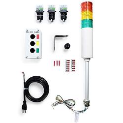 Signaworks LED 3 Light Steady & Flashing Andon Tower Light Kit - Parts Only, Assembly Required - 3 Position Switches for On/Off Operation - Stack Light