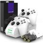 Fosmon Dual 2 MAX Charger Compatible with Xbox Series X/S (2020), Xbox One/One X/One S Elite Controllers, High Speed Docking Charging Station Kit with 2X 2200mAh Rechargeable Battery Packs - White