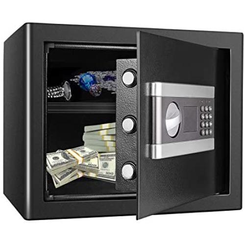 Kacsoo 1.0 Cubic Feet Safe Security Box, Fireproof and Waterproof Safe Cabinet, Digital Combination Lock Safe with Keypad LED Indicator, for Home, Business or Travel (1.0)