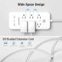 USB C Power Strip Surge Protector, POWERADD 30W USB C Power Delivery, 2 USB A & 6 AC Outlets, 5ft Braided Extension Cord, Flat Plug for MacBook Pro, iPad Pro, iPhone and Galaxy