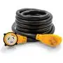 Camco 25 PowerGrip Cord with 50M/50F-90 Degree Locking Adapter | Allows for Easy RV Connection to Distant Power Outlets | Built to Last (55574) Camco 25 PowerGrip Cord with 50M/50F-90 Degree Locking Adapter | Allows for Easy RV Connection to Distant Power Outlets | Built to Last (55574)