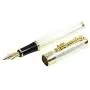 Gullor Golden Dragon Red Crystal Eyes Fountain Pen with Push in Style Ink Converter - Silver