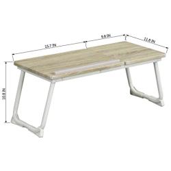 HouseInBox Wooden Laptop Desk, Separated Bed Tray Lap Desk Table, Adjustable Angle Desktop with Foldable Metal Legs, 25.5 x 11.8 Inch (Wood White)