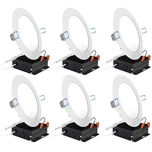 Sunco Lighting 6 Pack 6 Inch Slim LED Downlight with Junction Box, 14W=100W, 850 LM, Dimmable, 2700K Soft White, Recessed Jbox Fixture, Simple Retrofit Installation - ETL & Energy Star