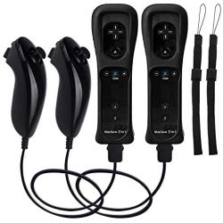 TechKen 2 Sets Wii Remote Controller with Build-in Motion Sensor Plus and 2 Nunchuck