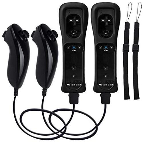 TechKen 2 Sets Wii Remote Controller with Build-in Motion Sensor Plus and 2 Nunchuck