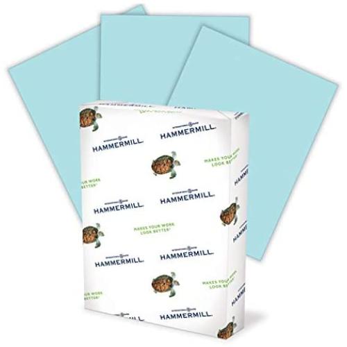 Hammermill Colored Paper, 20 lb Blue Printer Paper, 8.5 x 11-1 Ream (500 Sheets) - Made in the USA, Pastel Paper, 103309R