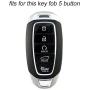 Lcyam Key Fob Cover Silicone Case Remote Holder Compatible with 2019 2020 2021 Hyundai Palisade Keyless Push Start 5 Button (Black Black)