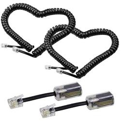 Telephone Cord Detangler,LOVK 2 Pack 13Ft Uncoiled / 2Ft Coiled Telephone Handset Cord with 2 Pack 360 Degree Rotating Landline Cable Detangler Swivel Cord Untangler Telephone Accessory