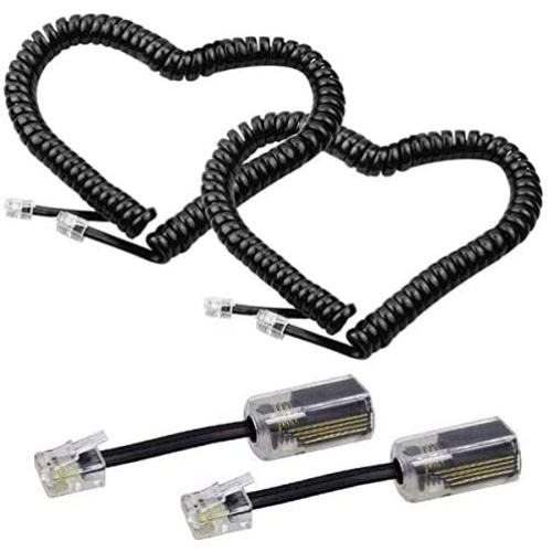 Telephone Cord Detangler,LOVK 2 Pack 13Ft Uncoiled / 2Ft Coiled Telephone Handset Cord with 2 Pack 360 Degree Rotating Landline Cable Detangler Swivel Cord Untangler Telephone Accessory