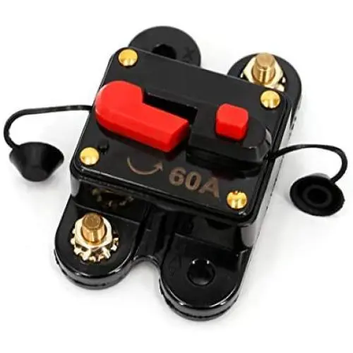 UTSAUTO Circuit Breaker 60Amp Waterproof Fuse Holder Resettable Fuse Circuit Breaker, Manual Reset 12V-24V DC for Car Audio Rv Marine Boat Truck Trolling Motors Inline Fuse Inverter