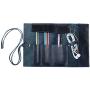 Hide & Drink, Rustic Leather Pencil Roll Pouch, Multi Purpose Organizer Wrap for Craft, Work, Study, Handmade Includes 101 Year Warranty - Slate Blue