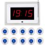 Wireless Calling System for Caregiver Pager Restaurant Waiter Server Pager System for Customers Elderly Patient Smart Nurse Paging System for Clinic Hospital Church 1 Display Receiver+10 Call Buttons