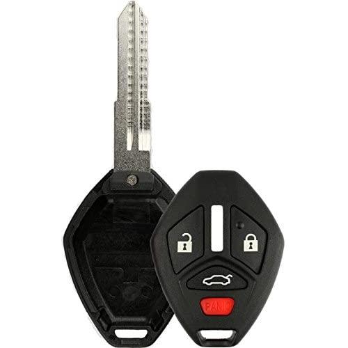 KeylessOption Keyless Entry Remote Uncut Blank Car Key Blade Fob Case Shell Button Pad Outer Cover Repair for 2007-2012 Mitsubishi Eclipse Lancer Galant